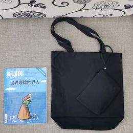 Fashion classic black canvas shopping bag storage bags travel tote women foldable washing makeup bale for vip gifts