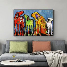 Wall Art Colourful Dog Canvas Print Animal Painting Animal Picture For Living Room Home Decor No Frame