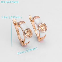 Fashion Jewellery White And Ceramic Stud 18 K fine SOLID gold GF Earring For Women Of Party design Copper Accessories AAA CZ