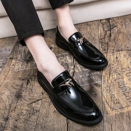 Driving Loafers Dress Shoes Men Formal Casual Gentle Leather For Fashion Mens Office Slip On Loafers Penny Patent Lether