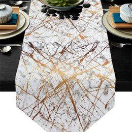 Marble Crack Pattern Black White Table Runner Wedding Decoration Flower Cake cloth Dining Decor for Banquet 210708
