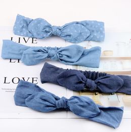 Baby Headbands Bow Girls Knot Headwrap Denim Bow Hairband Wide Baby Turban Newborn Headwear Hair Accessories 4 Colors AT5538