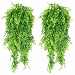 2pcs Artificial Hanging Vines Ferns Plants Fake Ivy Leaves Wall Decoration 211104