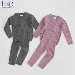 BaGirls Boys Suit Fall Baby Girls Clothing Sets Winter knitting Pullover Sweater+Pants Infant Knit Tracksui 210611