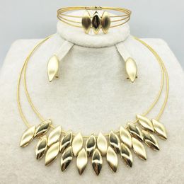 Earrings & Necklace Fashion Jewellery Set Nigeria Dubai Gold-color African Bead Wedding Beads Sets