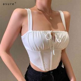 Traf Breast Chest Binder Bra Crop Cami Top Women Y2k Tanks Camis Tops Basic Summer Gothic Clothes For Girls SY21073PF 210712