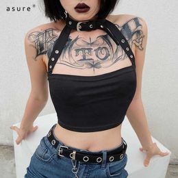 Crop Tank Tops Women Y2k Sexy Chest Breast Binder Female Going Out Sports Gothic Clothes 90s Aesthetic Grunge HT002462 210712