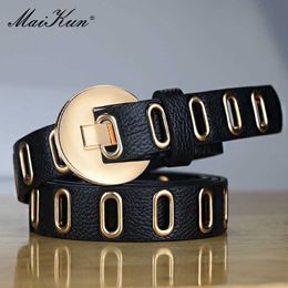 Belts Maikun New Grunge WomenBelt Adjustable Hole Grunge Punk Belts for Women Alloy Pin Buckle LeatherBeltforPantsDresses Z0223