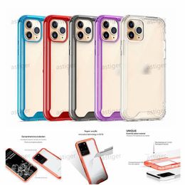 Clear Acrylic TPU PC Transparent Shockproof phone Cases for iPhone 12 11 Pro XR XS MAX 7 8 Plus Samsung Galaxy S20 Ultra S10 Note 10 cover case