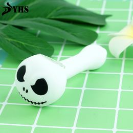 10 pcs1pcs Creative Funny Halloween Smoking Pipes Silicone Smoking Pipe with Glass Bowl Pipe Unbreakable Tobacco Pipes C0310