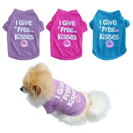 Dog Apparel Products Pet Clothes Spring and Summer Pets Vest T-shirt I Give Free Kisses Letter Home Dogs Supplies CGY158