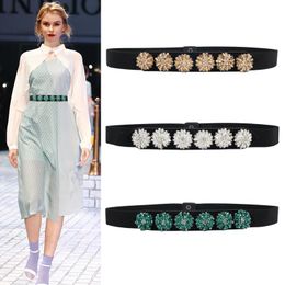 Belts Girdle Girl Fashion Crystal Flower With Skirt Decoration Tight Thin Waist Seal Versatile Dress Elastic Accessories SW272