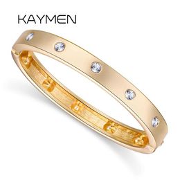 Kaymen Love Friendship Bangle Cuff Bracelet for Women Men, Unisex Zinc-alloy Inlaid Rhinestones Statement Nail Bangle Jewellery Q0717