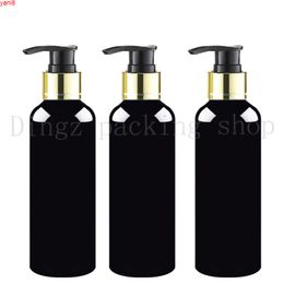 packaging of shampoo bottles UK - 2100pcs 250ml gold collar black pump plastic pet bottle for cosmetics packaging,shampoo lotion container