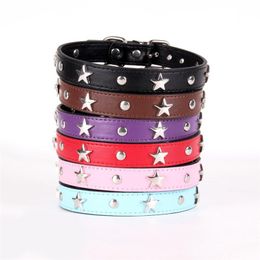 Dog Collars & Leashes Leather Star Collar Adjustable Personalized Pet Walking Training Dogs Puppy Pets Necklace Product Martingale