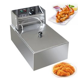 Electric deep fryer Multifunctional Household Commercial Stainless steel Grill Frying pan French fries machine hot pot 6L 2.5kw