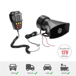 7-Sound Loud Car Warning Alarm Speaker Police Fire Siren Air Horn Bugle PA 12V Sound Signal Megaphone for Truck Van Auto Motorcycle