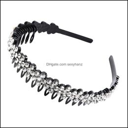 Headbands Hair Jewelry Unisex Alice Hairband Bezel Headband Men Women Sports Band Hoop Top Metal Double Bangs Flower Rhinestone Accessories