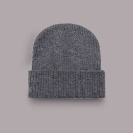 LDSLYJR 2021 Autumn and winter Acrylic Solid Colour Thicken knitted hat warm hat Skullies cap beanie hat for men and Women 152 Y21111