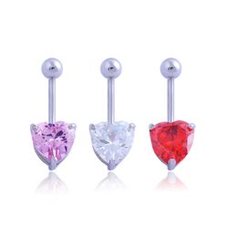 Navel Rings Percing Nombril Stone Heart Shape Belly Button Ring For Sexy Women Body Piercings Jewelry