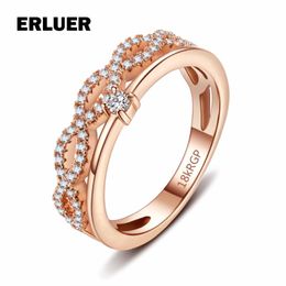 Cluster Rings Infinity For Women Rose White Gold Colour Fashion Wedding Engagement Ring CZ Zircon Party Girls Jewellery Valentine's Gift