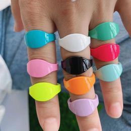 10Pcs 2021 Rainbow Colour Enamel Brass Adjustable Ring Dripping Oil Band Jewellery for Summer