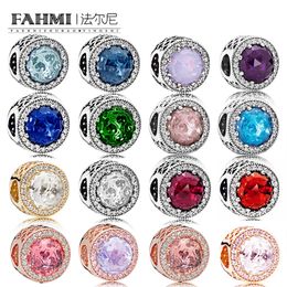 2021 FAHMI 100% 925 Sterling Silver RADIANT HEARTS CHARM Beaded Multi-Color Selection Original Jewelry Manufacturer Wholesale