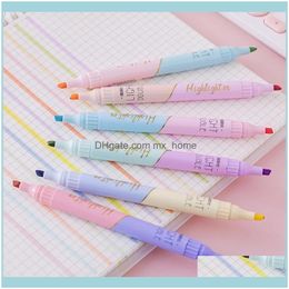 Gel Office Business & Industrial6Pcs/Set Double-Headed 12Color Highlighter Pen Candy Colours Students Writing Mark Journal Pens School Suppli