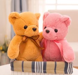 35cm super soft plush colored ribbon teddy bear baby doll for girl's birthday present RRF13521