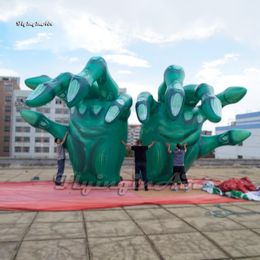 Personalized Halloween Carnival Event Decorative Inflatable Demon Hand 4m Height Green Air Blown Zombie Finger Bones For Club Party And Concert Stage Decoration