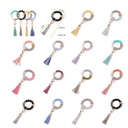 Silicone Bead Bracelet Party Favor Beech Tassel Keychain Pendant Leather Bracelets Ladies Jewelry Supplies dd663