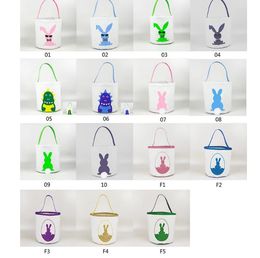Happy Easter Burlap Bunny Ears Handbag Canvas Rabbit Basket Cute Candy Bucket for Holiday Kids Gifts SN5171