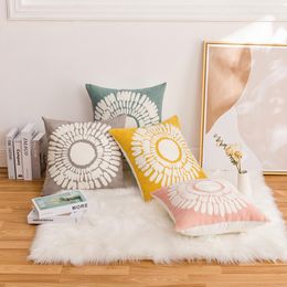-Cojín / almohada decorativa Crisantemo bordado cojín rosa amarillo azul gris 45x45cm de lana ganchillo de almohada con almohadillas decorativas