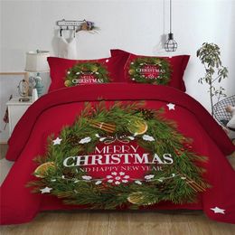 Merry Christmas Bedding Set Happy New Year Duvet Quilt Cover Set Single Double Twin Full Queen King Bed Linen For Children Adult 210316