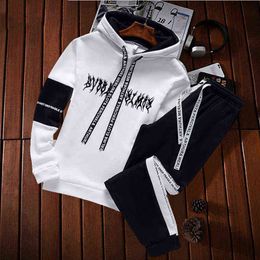 Brand Men's Hooded Tracksuit Two Pieces Sets Hoodies+Sweatpants Men Sports Leisure Fitness Men's Clothing Women Sport Clothing G1222