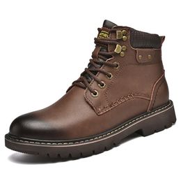 Fashion men boots designer mens leather shoes top quality Ankle winter boot for black brown hiking work 38-44