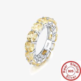 Eternity Topaz Diamond Ring 100% Real 925 sterling Silver Engagement Wedding Band Rings For Women men Party Promise Jewellery