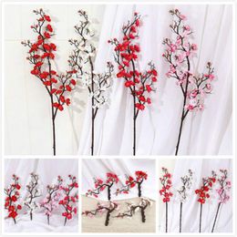 Decorative Flowers & Wreaths 30 Cm Artificial Silk Flower Plum Bossom Peach Branch Chinese Style Home Table Living Room Decor DIY Wedding De