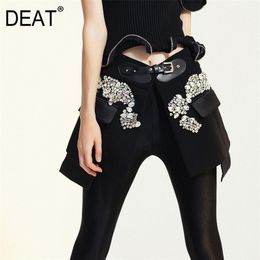 DEAT autumn and winter fashion clothes women high waist outfits super short embroidery mini skirts WJ15001L 210310