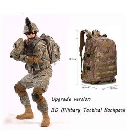 Waterproof 3D Military Tactical Bag Backpack Molle Rucksack Bag 30L Camouflage Nylon Hiking Camping Backpacks Travel Back Pack G220308