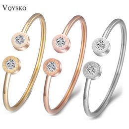 Adjustable Open Stainless Steel Bracelet Bangles 3 Colour Cuff Bracelets for Women Jewellery Gift for Girls Q0719