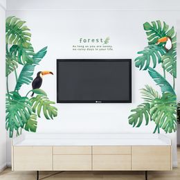 Tropical Leaf Wall Sticker DIY Fresh Green Life Art Decal Door Wall Decoration for Living Room Kitchen Home Decor Room Murals 210308