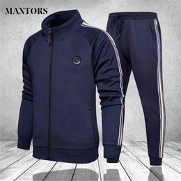 Brand Men Tracksuit 2 Pieces Men's Spring Jacket Casual Zipper Jackets Sportswear+Pants Sweatshirt Sports Suit Men Sets Clothing 210806