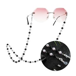 Glasses Chain Black White Pearl Sunglasses Necklace Chain Cord Mask Holder Lanyard Strap Rope Hanging Eyewear Accessories