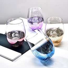 Colorful Starry Sky Egg-shaped Cup Crystal Glass Juice Drink Milk Cup Mugs Transparent Whiskey Wine Drinkware Glass For Gift