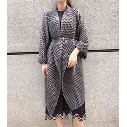 3D Pleated Long Windbreaker Cape for Autumn Oversized Women Coats Trench Plus Size 210615