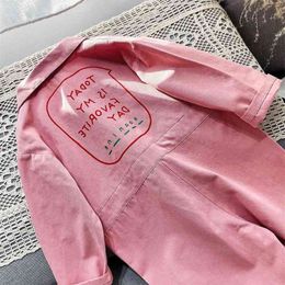 Children Clothing Jumpsuit Autumn Cute Girls Casual Letter Tooling Denim Baby Kids Clothes Japanes & Korean Style 1-7 Y 210816