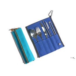 NEWCotton Canvas Tableware Storage Bag Knife Fork Spoon Packing Bags Outdoor Picnic Portable Flatware Sack 7 Colours Durable LLB10101
