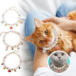 Collares de conduce al encanto Collar Pearl Star Bells Cadena de cuello para la de de mascotas Decoración de vacaciones de acero inoxidable #