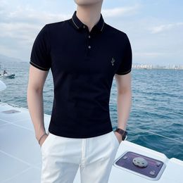 Summer Casual Polo Shirts Men Short Sleeve Office Social Polo Shirts Embroidery Solid Color Slim Fit Streetwear Tee Tops 210527